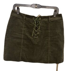 Forever 21 Dark Green Corduroy Lace-Up Mini Skirt